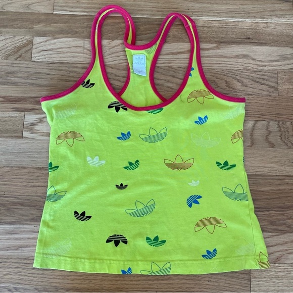 Adidas Women’s Tank Top - Neon Yellow with Pink Trim - Picture 1 of 5